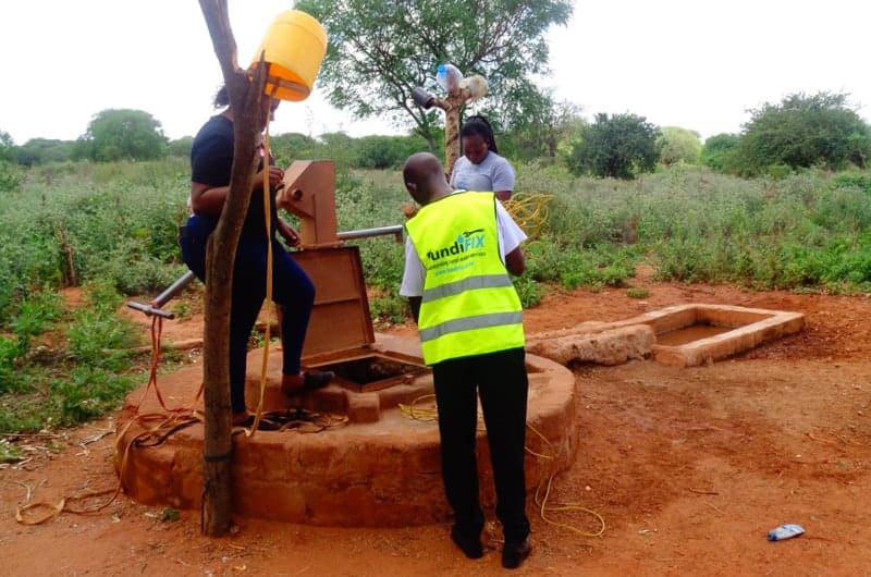 A Fundifix team member at the installation in Kitui, Kenya